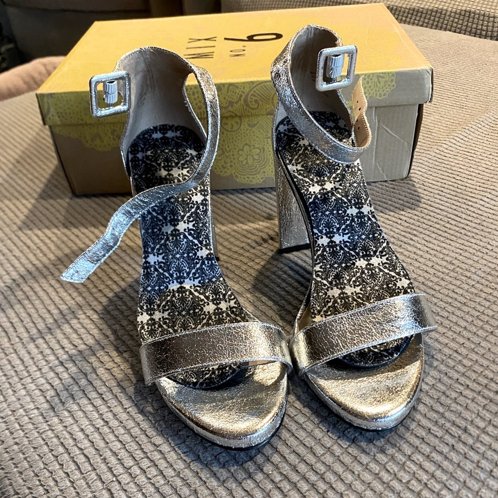 Silver Block Heels
